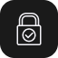 A padlock icon with a checkmark on its body, set against a black background.